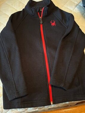 Spyder Black Jacket with Red Zip and Logo